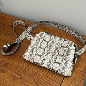 a new day Neutral Snake-Print Belt Bag in Cream and Gray